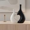 A Set Creative Heart-Shaped Ceramic Vase Solid Color Elegant Irregular Shape Vase High-end Desktop Decor Water Cultivation Vase