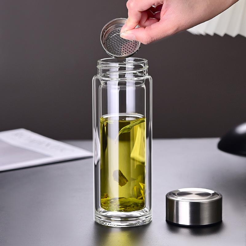 Custom Transparent Double-Walled Glass Cup with Logo - Souvenir Tea Gift Cup High Borosilicate