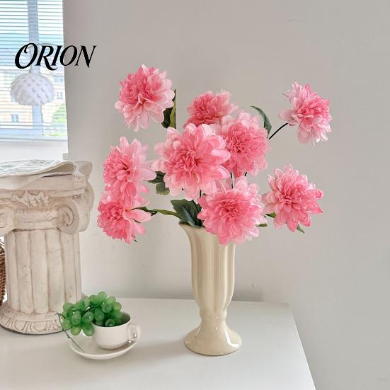 Artificial Dahlia Bouquets 3 Head Flowers, Realistic Silk Fabric Floral Arrangement, Props for Photography Adjustable Fake Flowers Home Decor Wedding