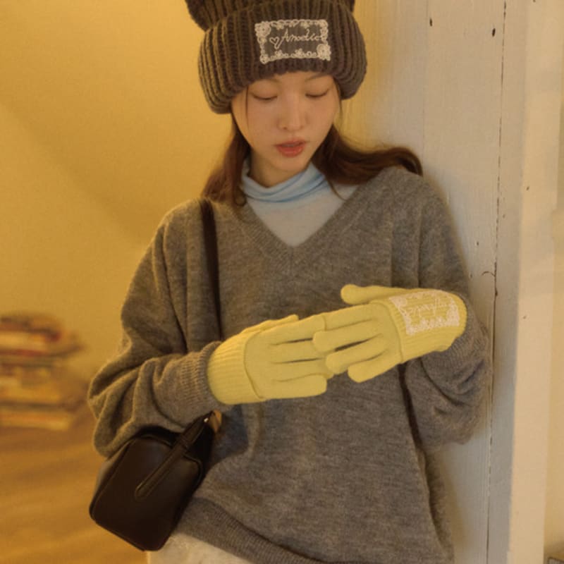 ANOETIC COZY LACE GLOVE_YELLOW