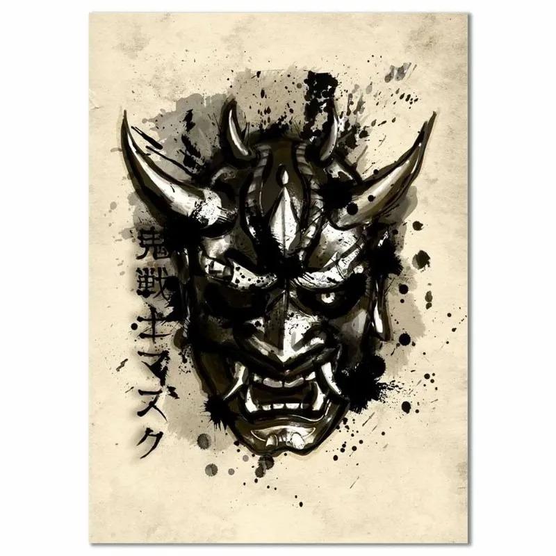 Vintage Ink Mural Modern Japanese Samurai Wall Art Poster Home Decor Picture Print Canvas Painting Living Room Light Decoration