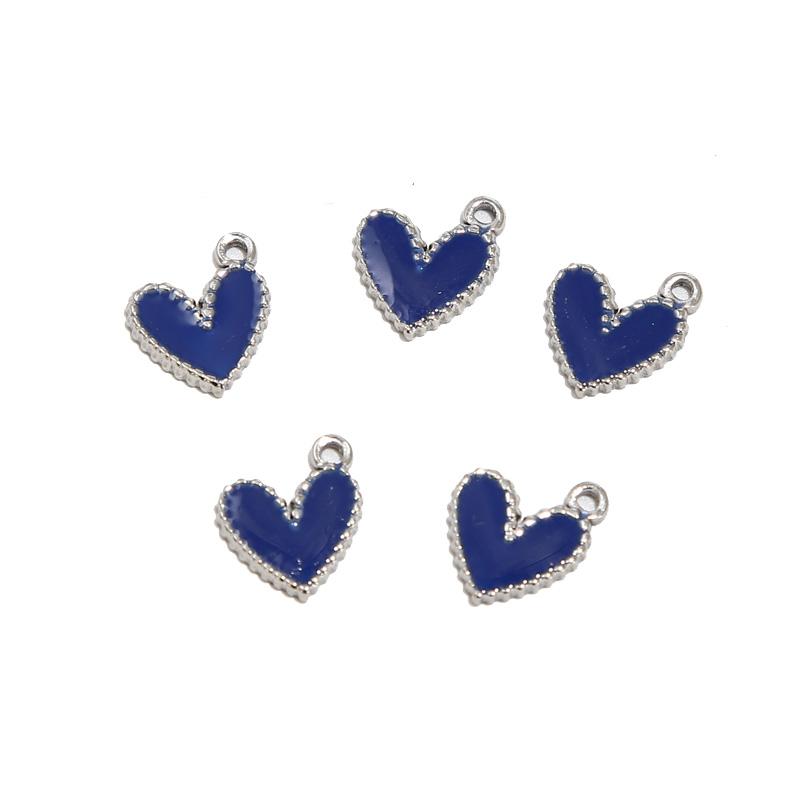 10pcs Gold Plated 10*12mm Stainless Steel Charm Enamel Heart Pendants Mixed Accessories For DIY Necklaces Making Findings