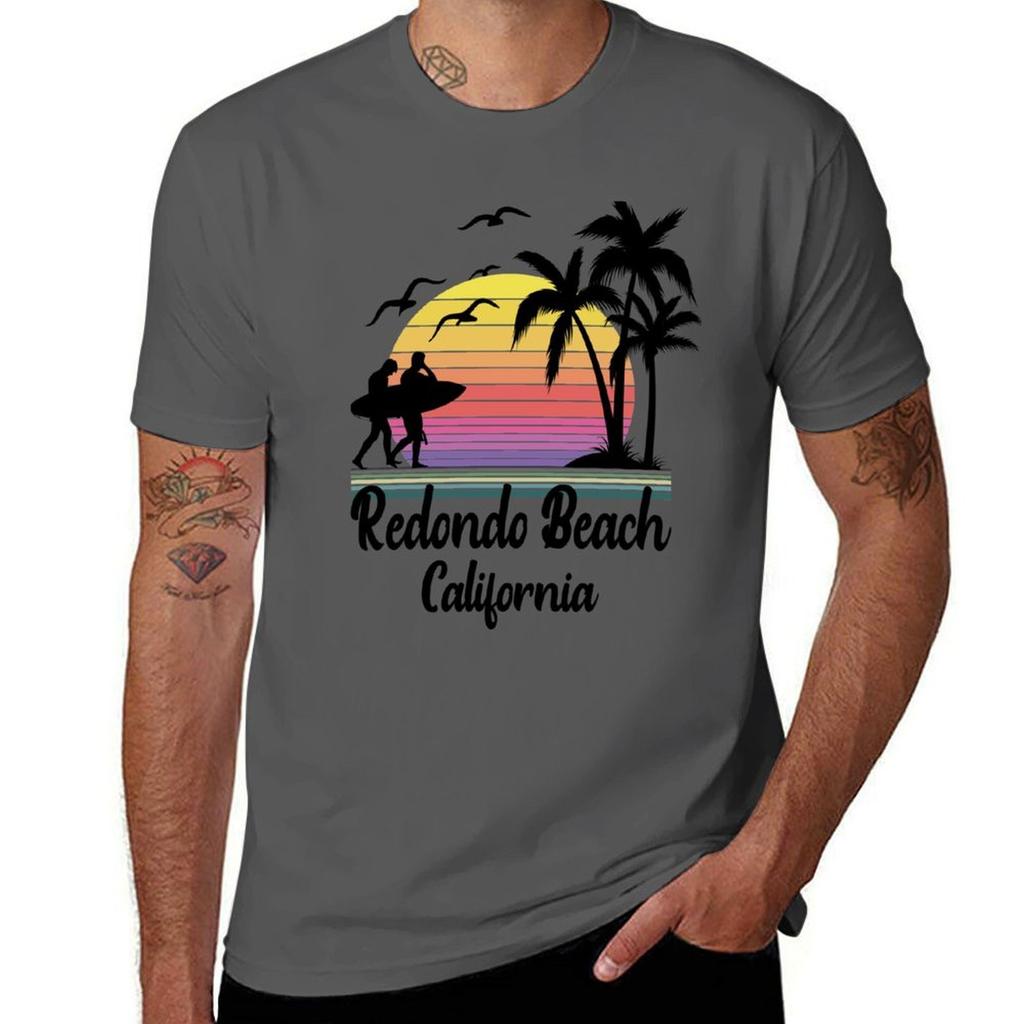Redondo Beach California Seaside Retro Sunset Tshirt Moisture Wicking Quick Dry Tee