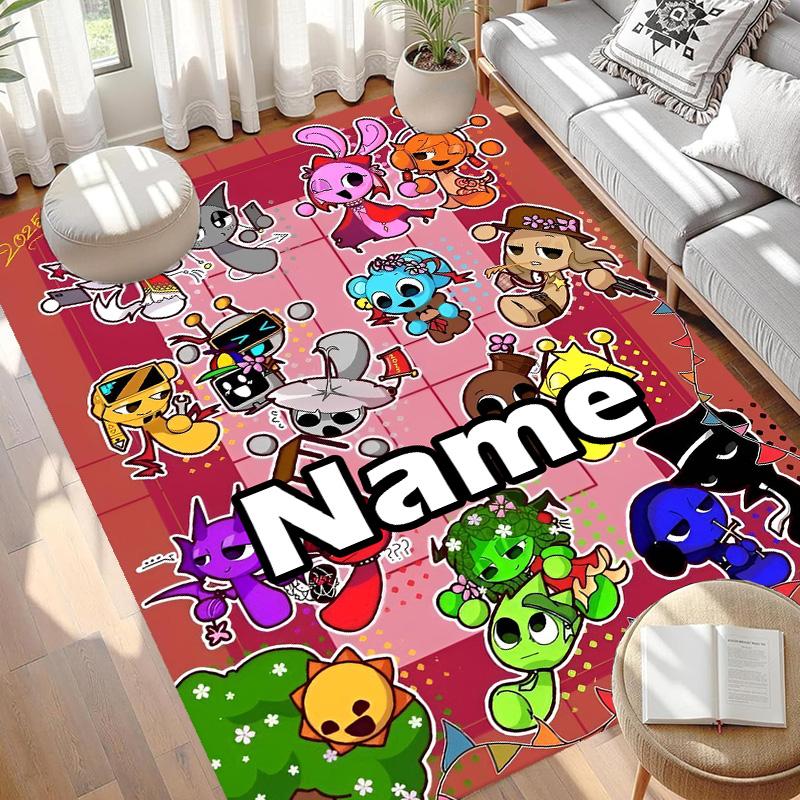 Custom Name Personalized Sprunki Game Print Carpet, Versatile Home Decor Rug, for Playroom, Apartment, Balcony, Entryway, Hallway Gift