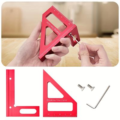 Carpenter Square- Woodworking Square Protractor Aluminum Miter Triangle Ruler 3D Multi Angle 45/90 Degree Layout Measuring Ruler
