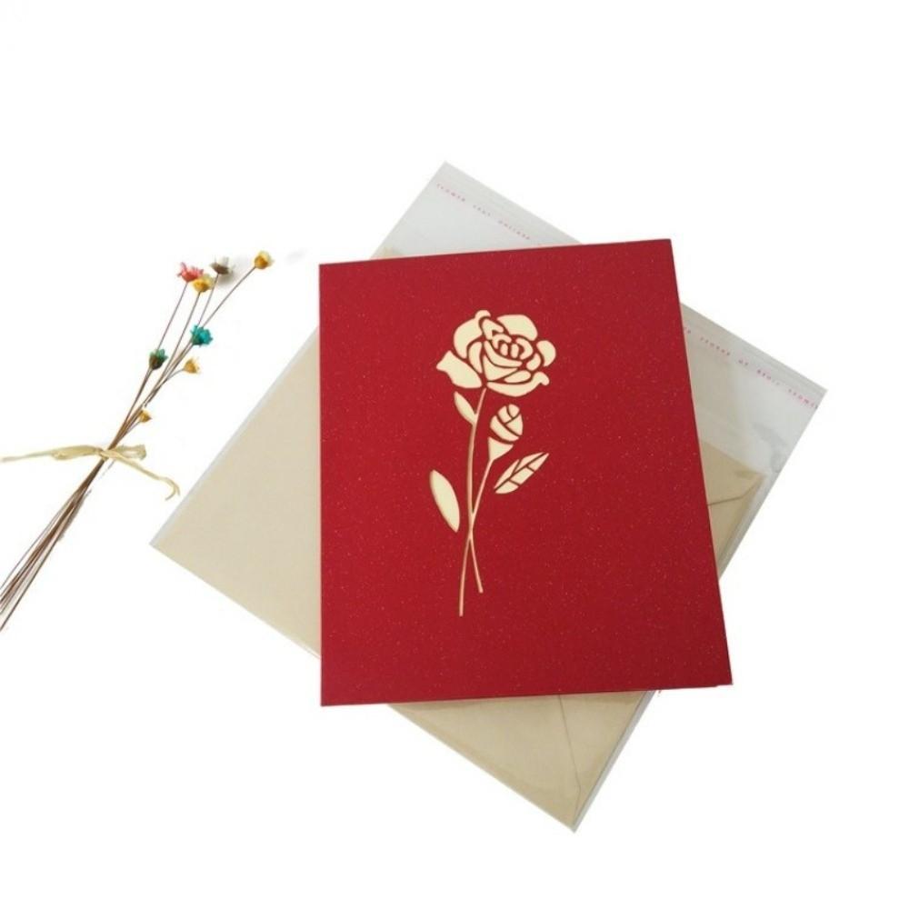 Pop-Up Design 3D Pop-Up Rose Card Valentine'S Day Rose Birthday Greeting Card Gift Anniversary Greeting Card Mother'S Day