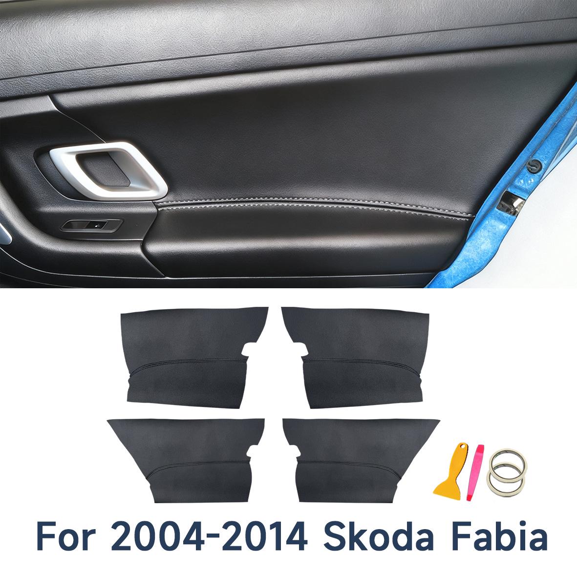 Комплект для модификации кожаной отделки дверной панели Skoda Fabia Black Leather Black Stitching