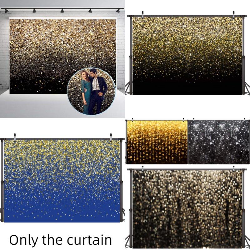 Vintage Abstract Party Photography Backdrop Cloth For Festive Decoration Black Gold Background With Glittering Highlights Characters)