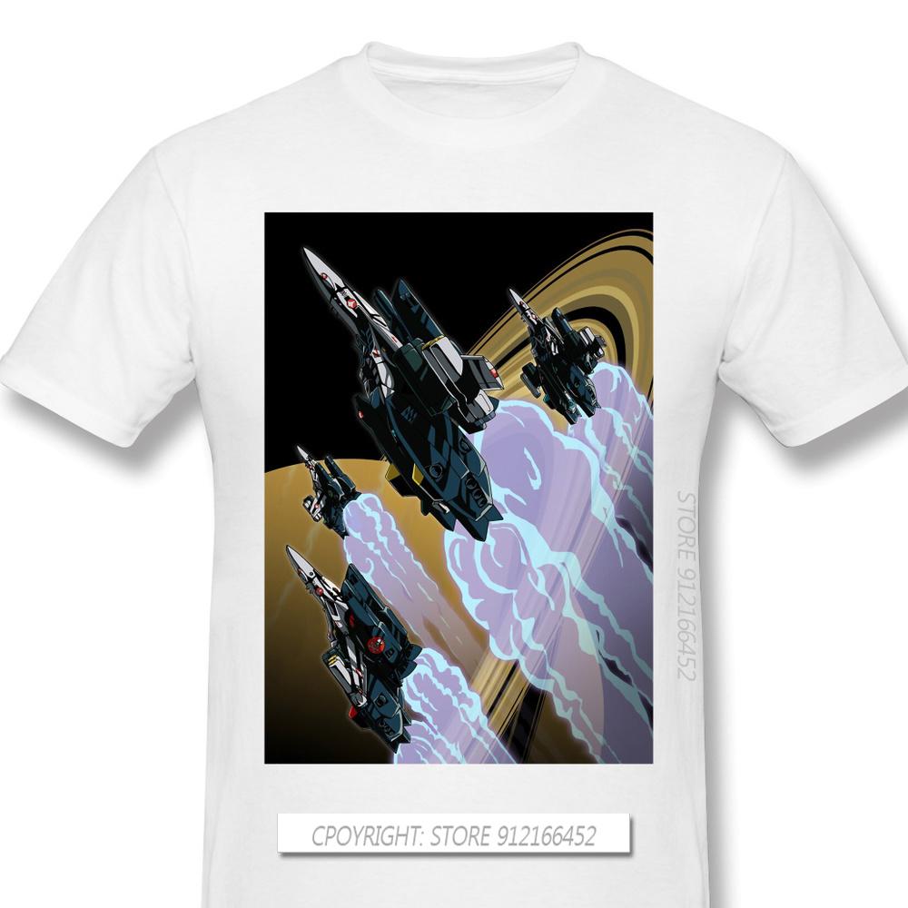 Skull Squadron TShirt Macross UN Spacy Variable Valkyrie Mecha Anime Homme T-Shirts Tee Pure Cotton Oversize Short Sleeve