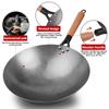 Fypo Handmade Chinese Cast Iron Wok Smokless Cookware Uncoated Iron Pot Frying Pan Non-Stick Kitchen Pot Skillet Wok