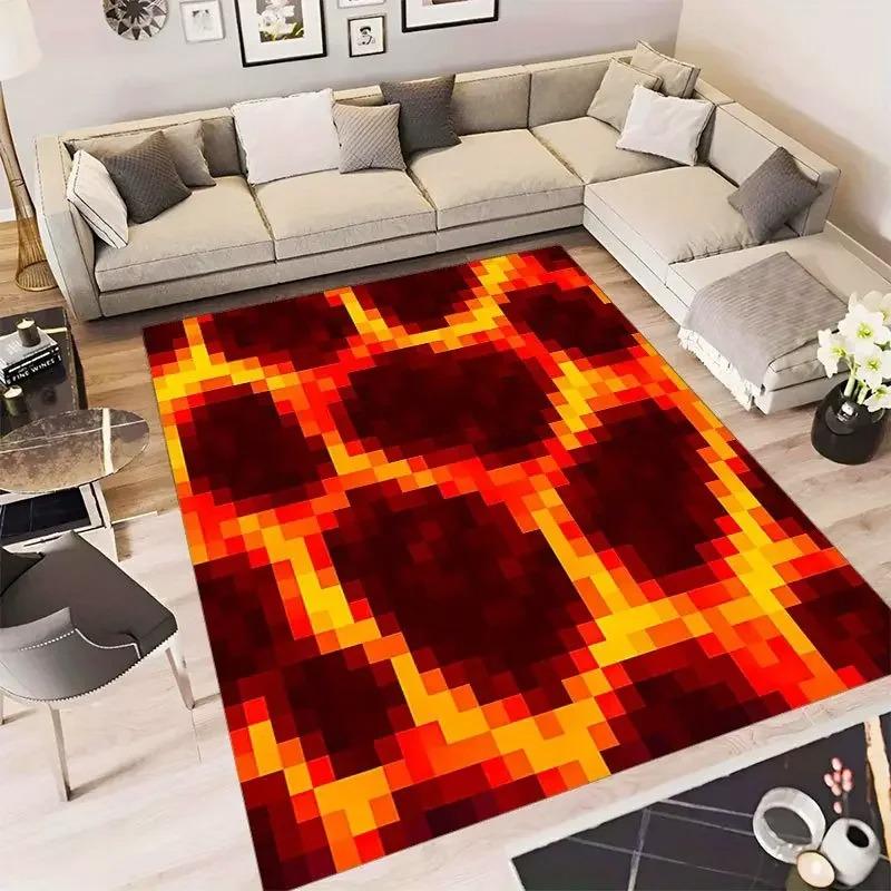 Cartoon Pixel Farm Floor Carpet Cartoon Pixel Pattern Floor Mat for Game Room Man's Cave Bedroom Bedside Rug Kids Play Area Rug