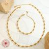 European/American Gold-tone Statement Necklace & Non-fading Metal Hook-splice Bracelet Set
