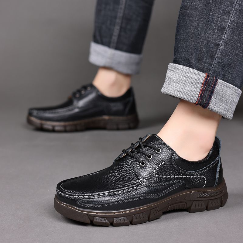 Fashion Plain Outdoor Height Increasing Men's Leather Shoes Non Slip Summer Sale In Promotion Classic Original Elegant Male Casual Shoe