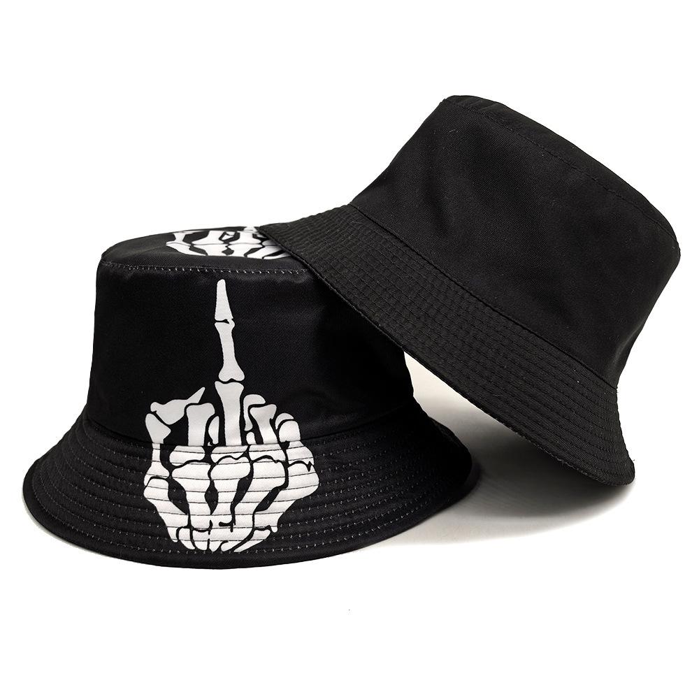Funny Skeleton Fingers Print Bucket Hat Men Women Summer Outdoor Sunscreen Fashion Decorate Panama Unisex Fisherman Caps Hiphop