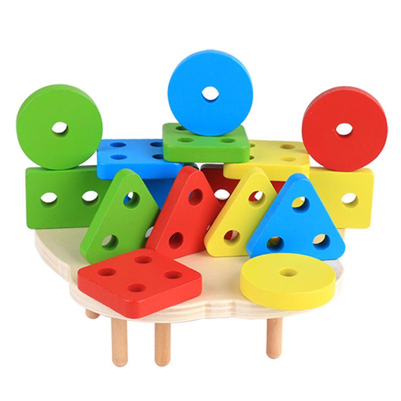 Montessori Wooden 3D Geometry Shape Educational Sorting Board Building Blocks Children Learning Shap