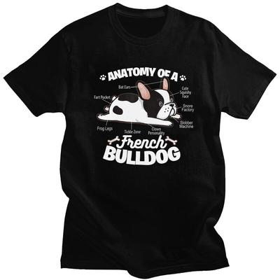 Custom Anatomy Of A French Bulldog Tshirt for Men Short Sleeve Casual T Shirt Pet Animal Dog Tshirts Loose Fit 100 Cotton Tee