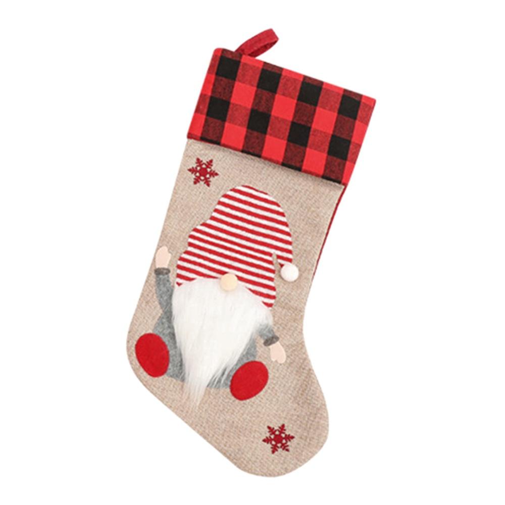 Christmas Stockings with Santa Claus Gnome Decoration Xmas Stockings Gift Bag for Xmas Tree Family Christmas Ornaments