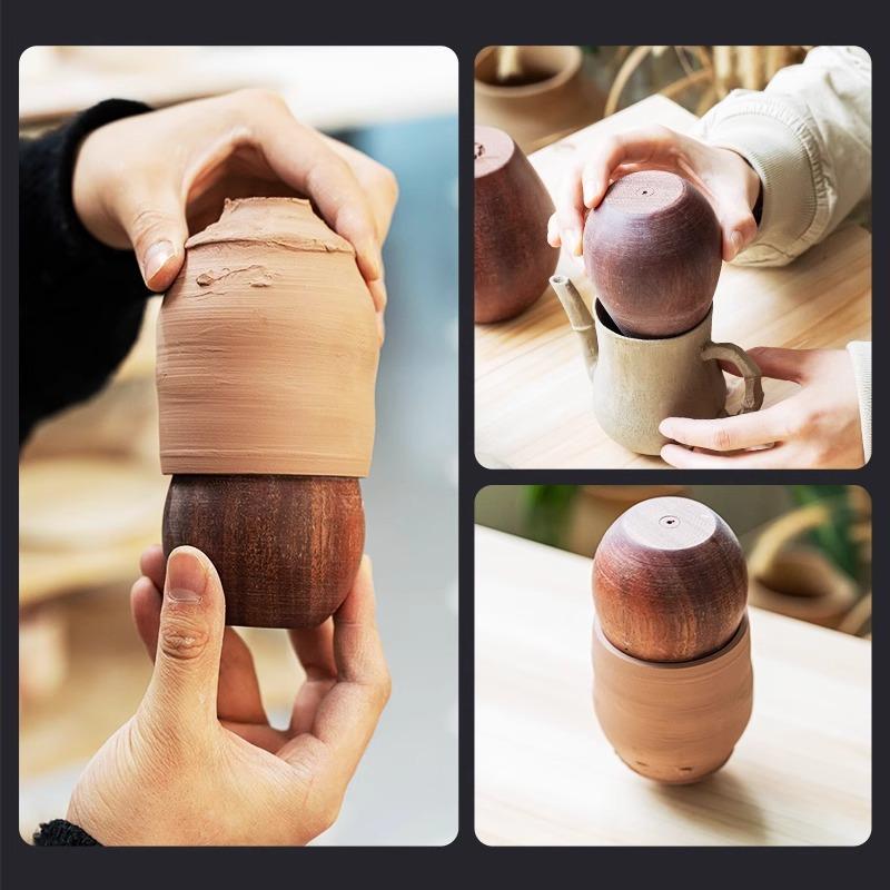 Pottery Pot-making Tools Mahogany Eggs Smooth Hard To Leave Marks Easy To Operate for Adjust Spout and Lid Polish Clay Embryo