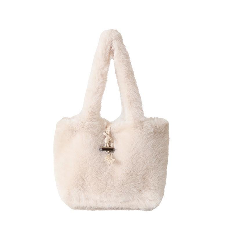 Women's New Plush Bag Large Capacity Fashionable All-matching Hand Carrying Fluffy Cute Girl Shoulder