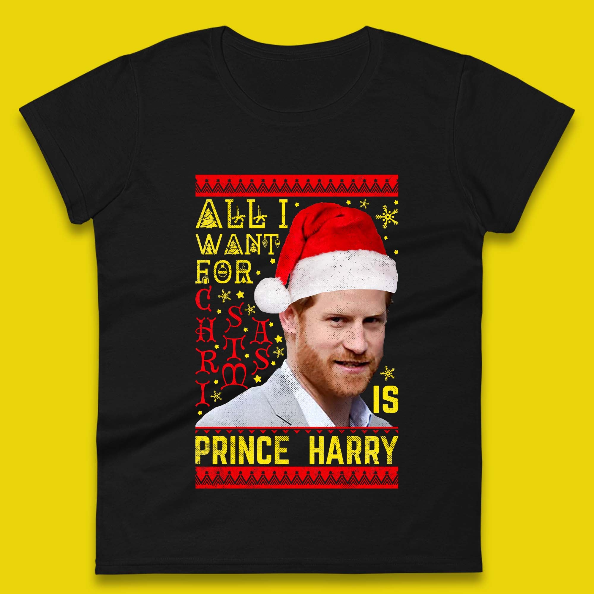 Prince Harry Christmas Womens T-Shirt Mens Tops Tees Unisex S