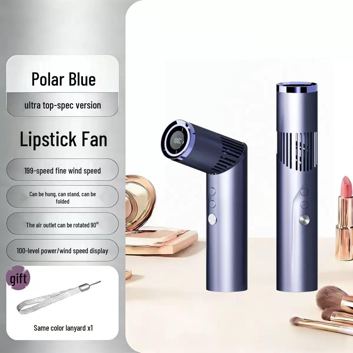 High-Speed Handheld Neck-Hanging Mini USB Fan with Lipstick Design and Ice Pack Capability English Only
