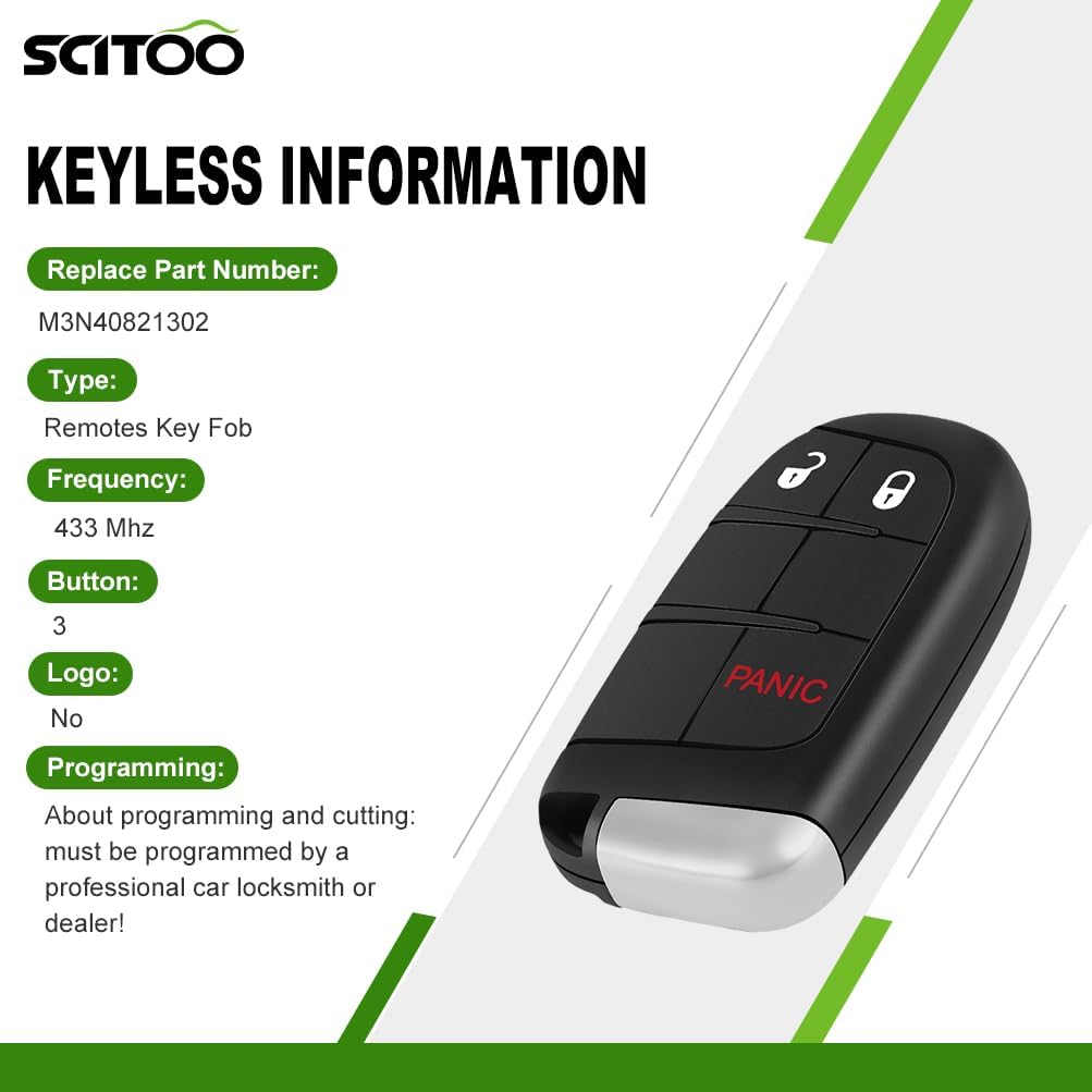 M3N40821302 Keyless Entry Remote Key Fob for Dodge Journey for Dodge Durango for Dodge Dart 2011-2019 1 PCS 3 Buttons-SCITOO