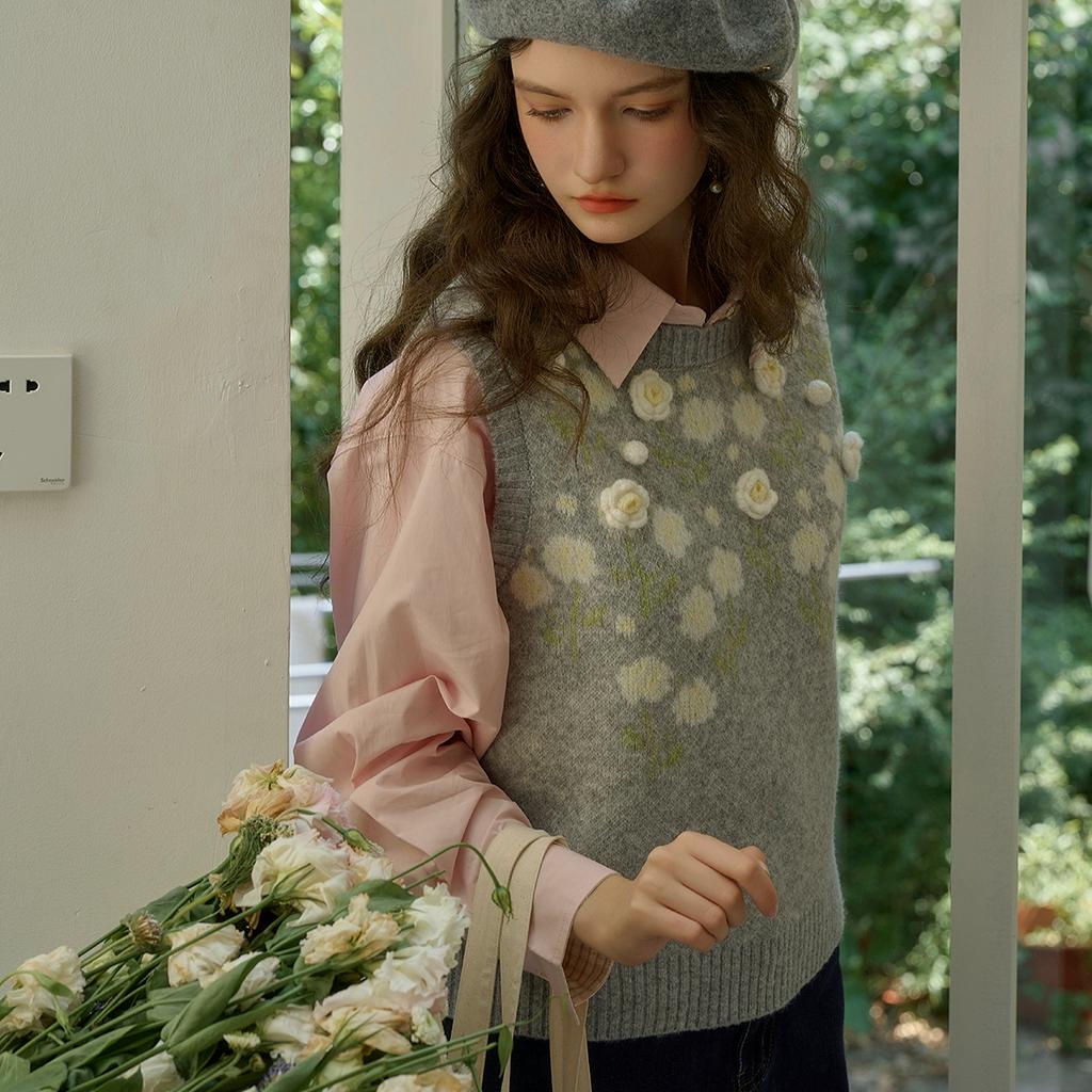 Dimanaf 2025 Toamnă Femei Pulovere Vestă Fără Mâneci Stil Broderie Imprimeu Tricotaj Casual Larg Scurt