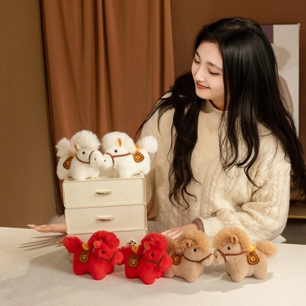 Cute Plush Horse Keychain Creative Chinese New Year Gift Funny Yuanbao Pony Pendant  Birthday Gift