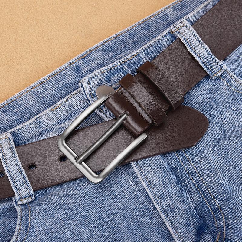Men's High-end Leather Belt with Pin Buckle for Casual Wear, Trendy and Versatile for Young Men and Students - Korean Style