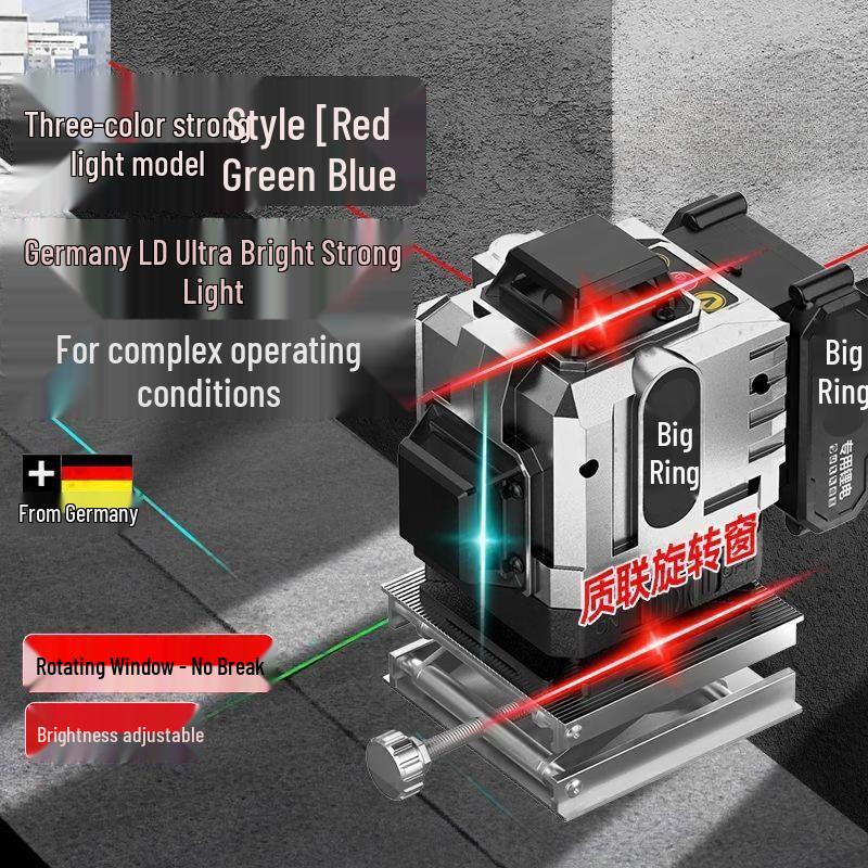 High-Precision 12-Line German Laser Level - Red, Green, Blue & Purple