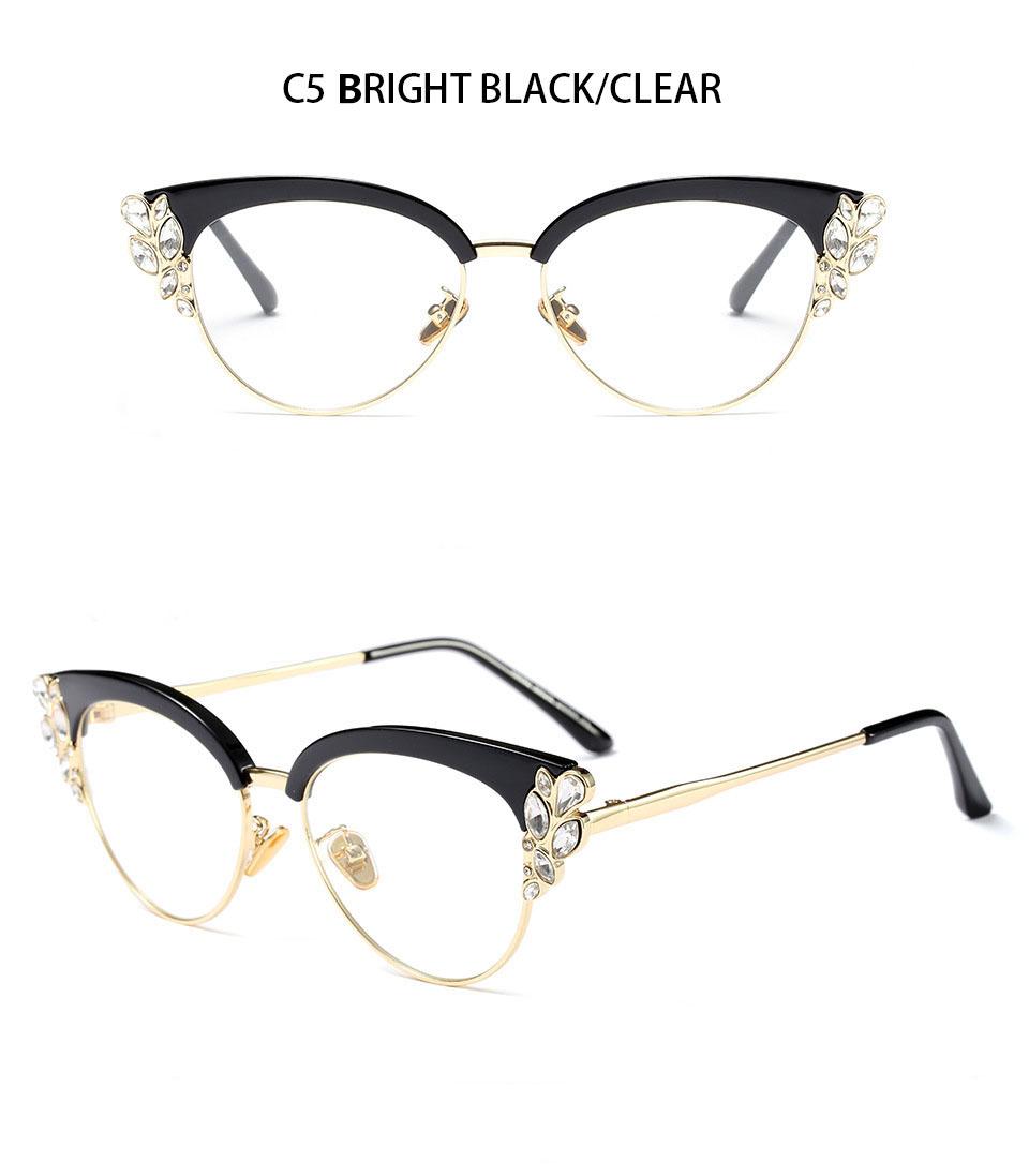 

Blue Light Womens Reading Eyewear Presbyopic Magnifying Spectacle Screen Half Spectacle Cat s Blocking Eye Rhinestones Luxury Feline Premium 6