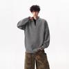 Men's Trendy Korean Style Loose Knit Zipper Sweater with Stand Collar