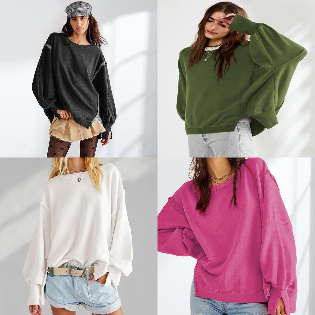 Streetwear Long Sleeve Sweatshirt For Women With Cotton Feel Fabric And Vintage Style