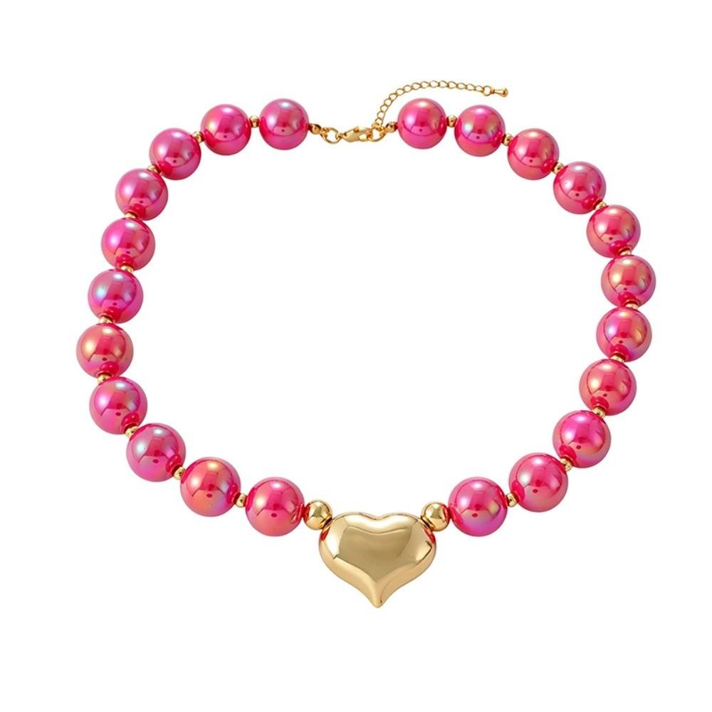 Resin Beaded Necklace Round Sweater Chain Light Luxury Women Clavicle Chain Vacation