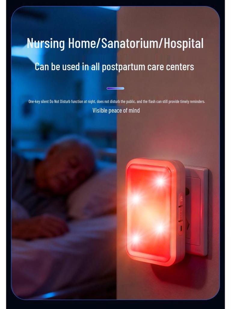 Home Wireless Flash Doorbell: 12 Strobe Lights, Strong Light Reminder, High Volume, Ideal for Elderly/Deaf-Mute, Service Call Button, Silent Mode.