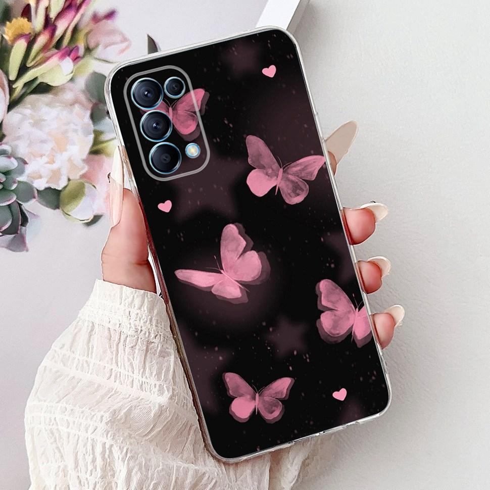 For Oppo Reno5 5G Case Stylish Flower Butterfly Soft Silicone Case For Oppo Reno5 Reno 5 K 5K Cases CPH2145 Cover Coque Bumper