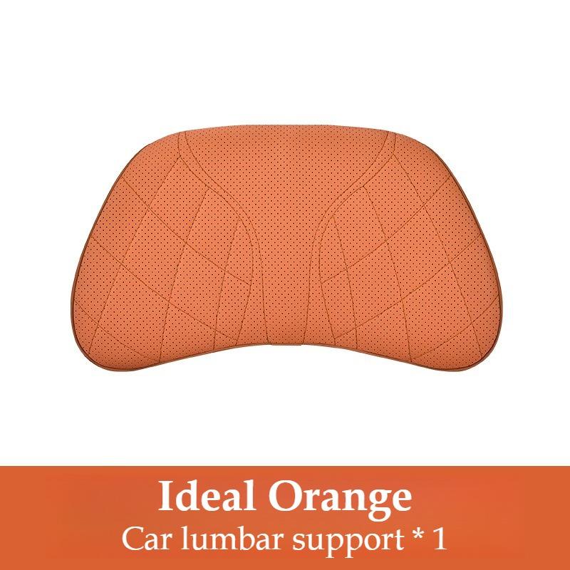 Memory Foam Car Neck Pillow Waist Pillow Nappa Leather Car Headrest And Lumbar Set Seat Accessories Car Neck And Lumbar Support