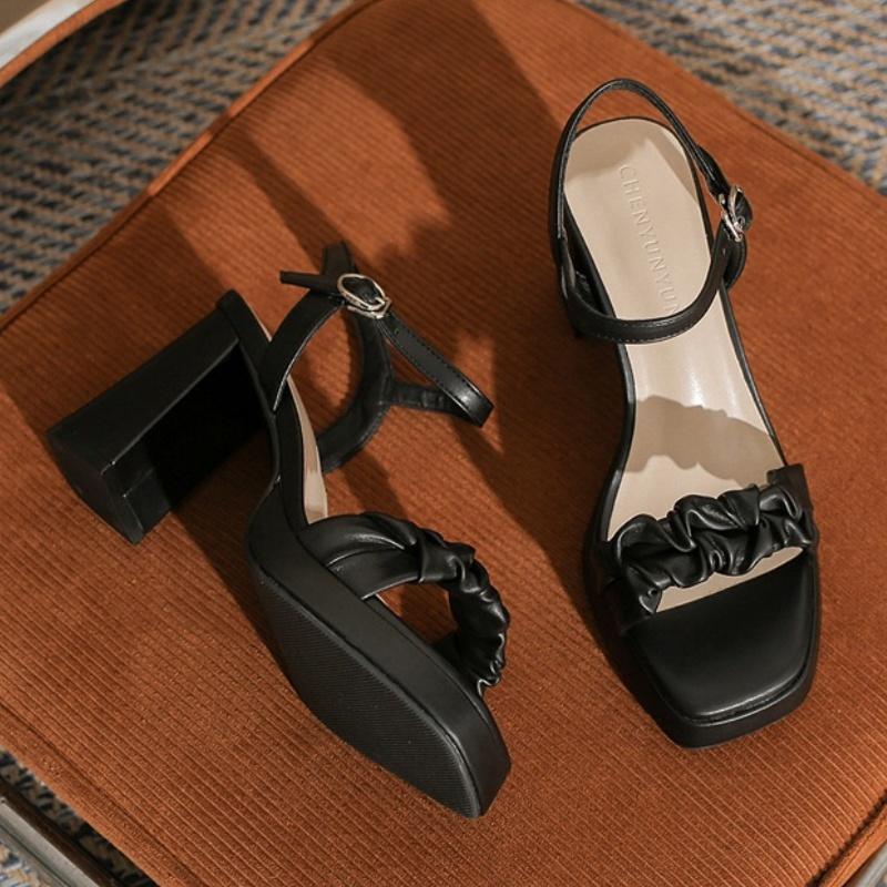 Fashion 8.5cm Sweet Comfy Women Sandals 2025 Summer Fashion Soft Leather Platform Sandals Elegant High Heels Model Party Lady Sandals