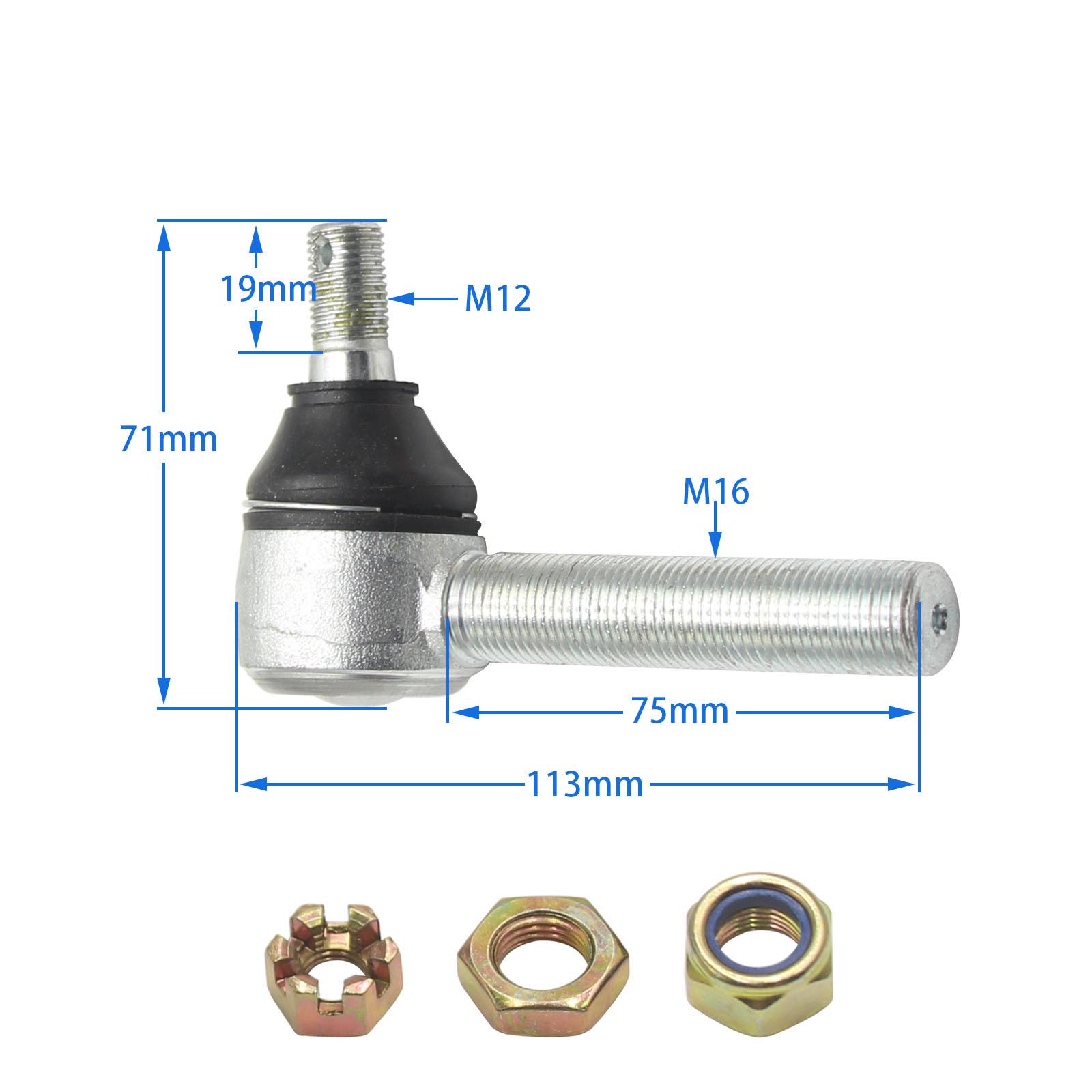 Universelles 12/14x16MM Offroad-Buggy/Go-Kart Kugelgelenk für Lenkung, Verschleißfester Spurstangen-Querlenker Model 1 gray