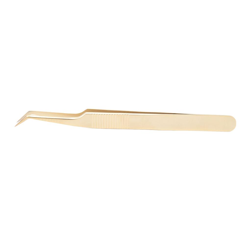 Eyelash Extension Tweezers Stainless Steel Fiber Tip Golden Lash Extension Tweezers for Beauty Salon