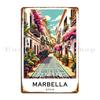 Marbella Spain Digital Art Poster Metal Sign Plates Garage Pub Customized Garage Tin Sign Poster