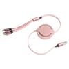 3‑in‑1 USB Charging Cable Multi Retractable Fast Charger Cord for IOS Type C Micro PortPink