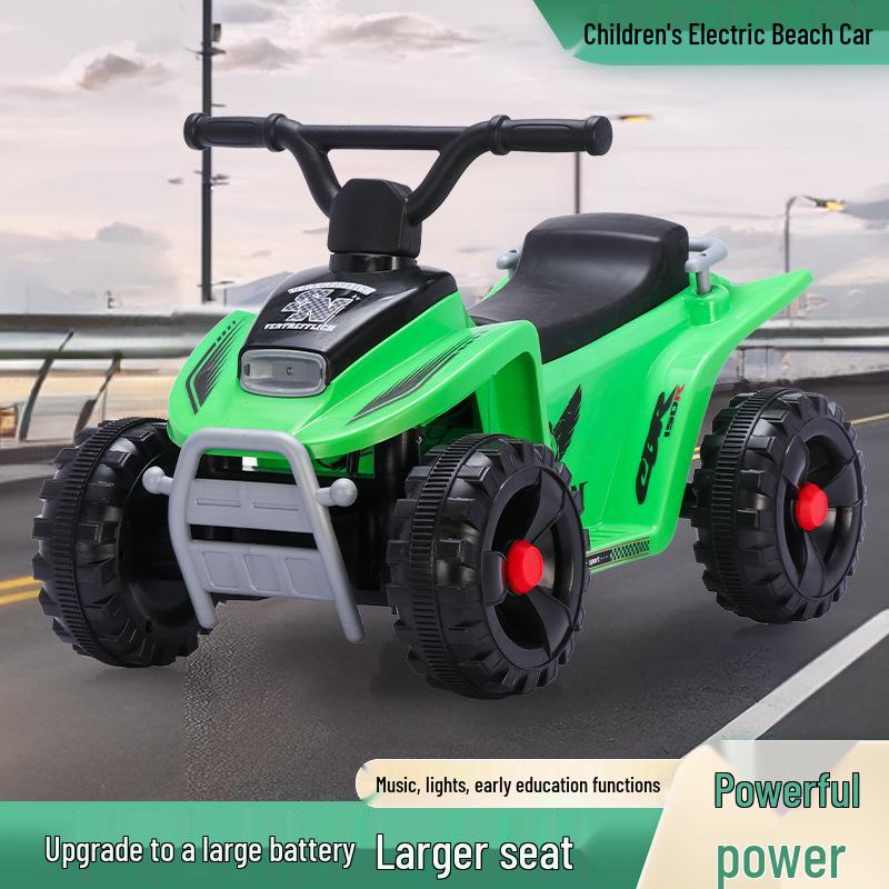 Large Electric Ride-On Beach Car for Kids – Four-Wheel Motorcycle Style, Self-Driving Toy