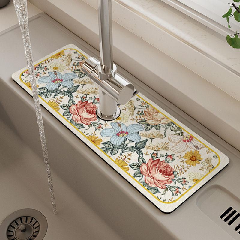 Classic Sink Faucet Drain Pad Table Mat Toilet Diatom Mud Absorbent Pad Non-slip Anti-mildew Mat for Kitchen Countertop Dining