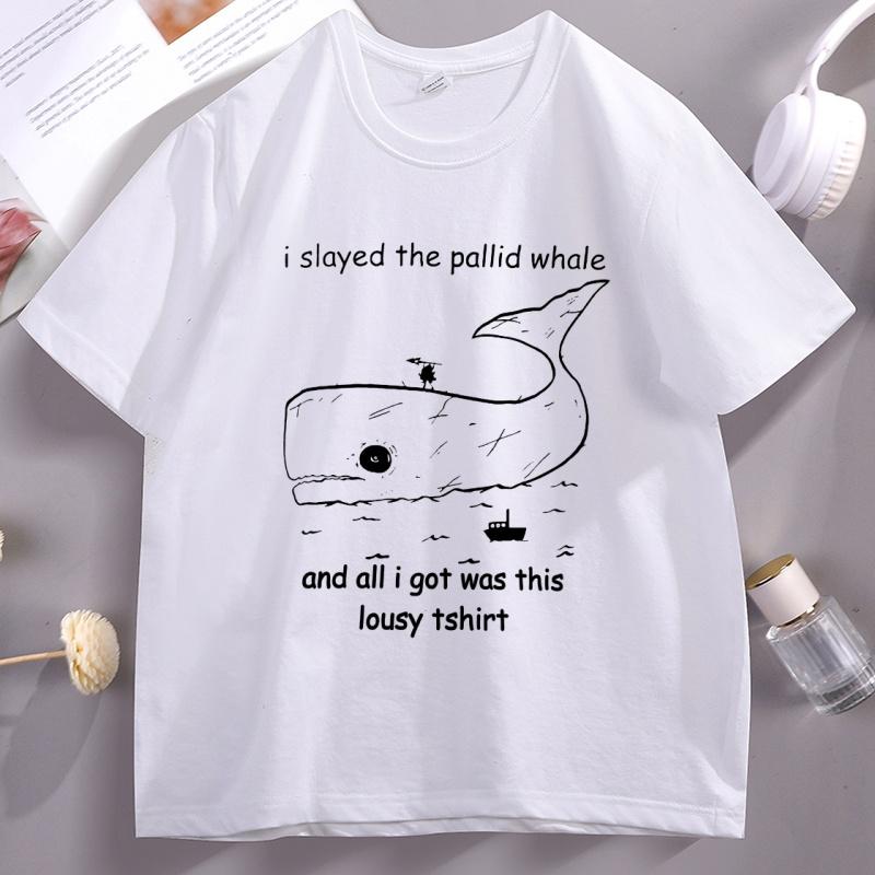 Limbus Company Whale Tshirt Unisex WOMEN Printed Short Sleeve Tshirt Casual Round Neck High Quality Tee Shirt Streetwear Tops
