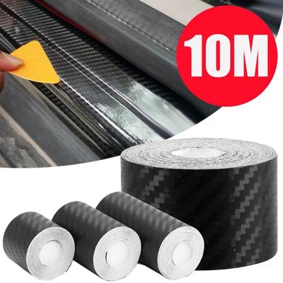 3D Car Carbon Fiber Adhesive Tape Auto Bumper Scratch-resistant Decal Door Sill Anti-stepping Sticker DIY Decoration Accessories