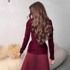 European & American Women's Sexy Long-Sleeve Slim Fit Pleated Patchwork Dress