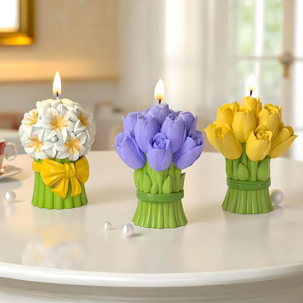 Valentine's Day Gift Tulip Bouquet Silicone Mold DIY Flowers Aroma Candle Molds Handmade Soap Making Supplies
