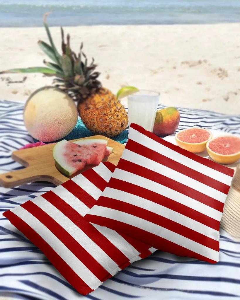 2/4 STÜCKE Outdoor Kissenbezug Rot Weiße Streifen Wasserdicht Dekorative Sofa Überwurf Kissenbezug Garten Terrasse Kissenbezüge