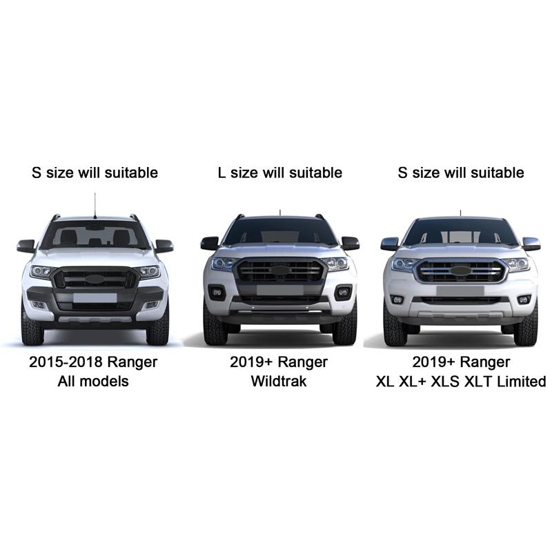 HXGR1 Grille Top Logo Letter For Ford Ranger Grills RANGER 3D Emblem Original Size ABS Sticker With Glue Chromium Styling 6 Color